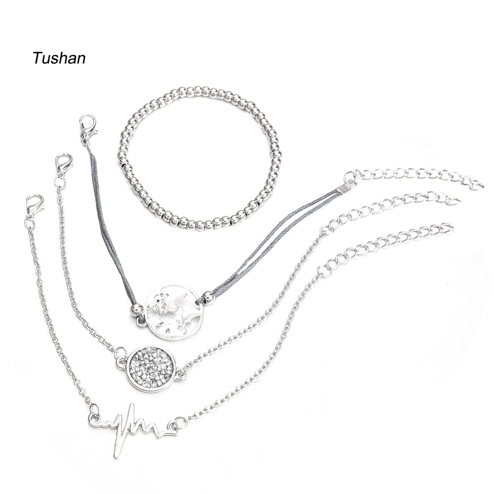 Set 4 Vòng Tay Chuỗi Hạt Thời Trang Cho Nữ