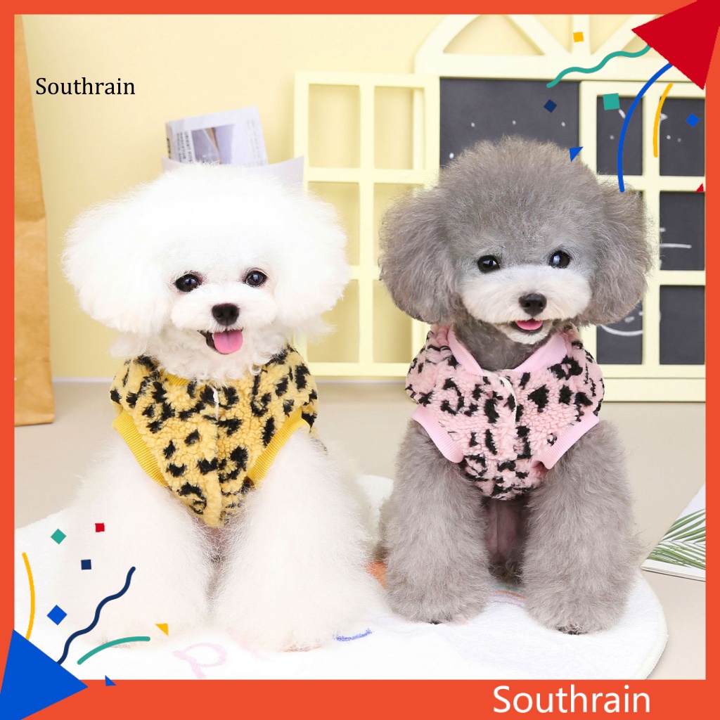 Áo Khoác Vải Polyester Mềm Giữ Ấm In Họa Tiết Da Báo Quyến Rũ Thoải Mái Cho Cún Cưng