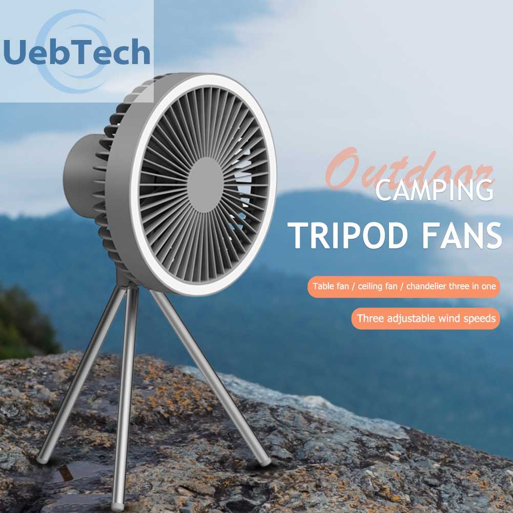Quạt Cắm Trại 3 Tốc Độ 4000mAh / 10000mAh Có Thể Sạc Lại Bằng Cổng USB