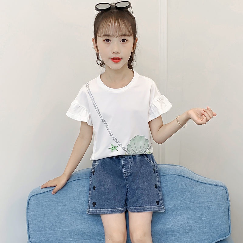 Áo Thun Cotton Tay Ngắn Phong Cách Hàn Quốc Thời Trang Mùa Hè 2023 Mới Cho Bé Gái