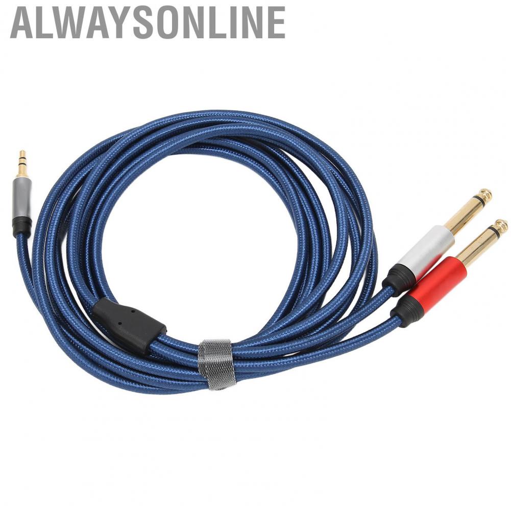 Alwaysonline 3.5mm Stereo Male To Dual 6.35mm Mono Cable Nylon Aluminum Alloy Hot