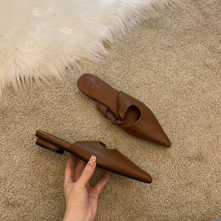 Dép Da PU Mũi Nhọn Phong Cách Hàn Quốc Thanh Lịch Dành Cho Nữ