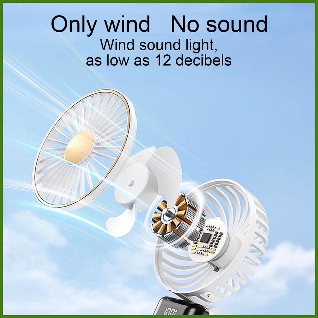 Quạt Mini Cầm Tay Xoay 180 Độ Kèm Dây Đeo USB Tiện Dụng Cho Mùa Hè