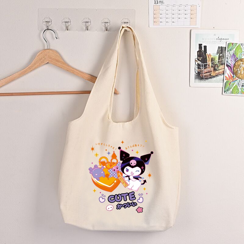 Túi Xách Đeo Vai Cỡ Lớn In Họa Tiết Hoạt Hình Sanrio Kuromi HelloKitty Pochacco Dễ Thương Thời Trang Cho Nữ