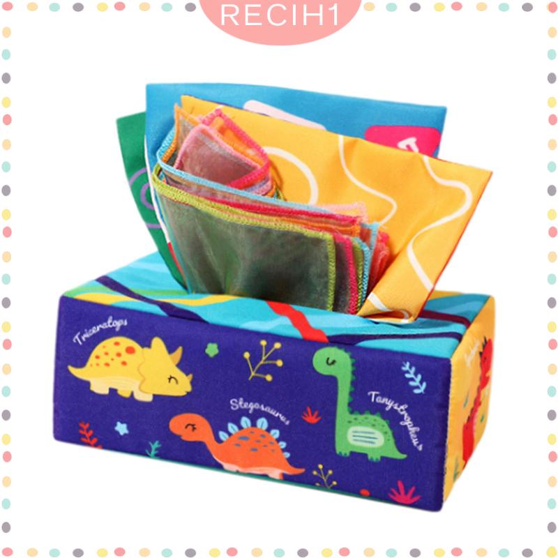 [Recih] Hộp Khăn Giấy Kéo Hoạt Động Phát Triển Kỹ Năng Động Cơ Tốt Hình Vuông Nhiều Màu Sắc Đồ Chơi Thoải Mái Cho Bé