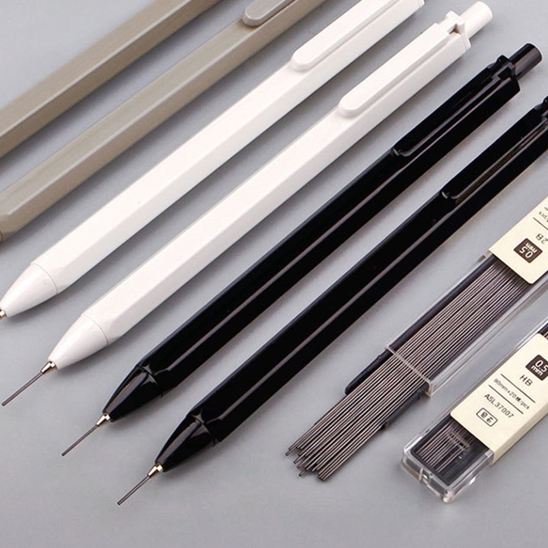 Bút Chì Bấm Bằng Nhựa Kèm Lõi Thay Thế 0.5 / 0.7mm 2B