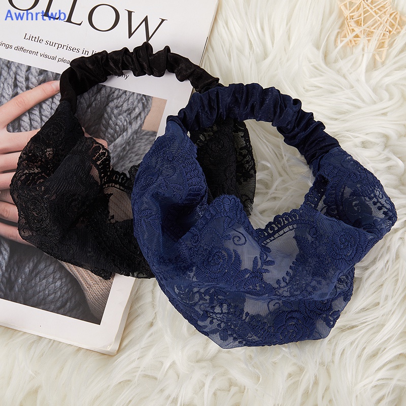 Băng Đô Cài Tóc Rửa Mặt Phối Ren Trắng Thêu Họa Tiết Đơn Giản Thoáng Khí Thời Trang Mới