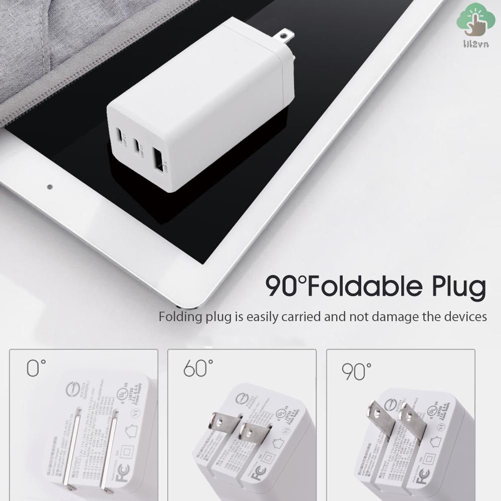 Củ Sạc Nhanh Lili31 GaN 65W USB QC3.0 PD2.0 Type-C Cho iPhone 12 / 11 Notebook Tablet Samsung 100-240V