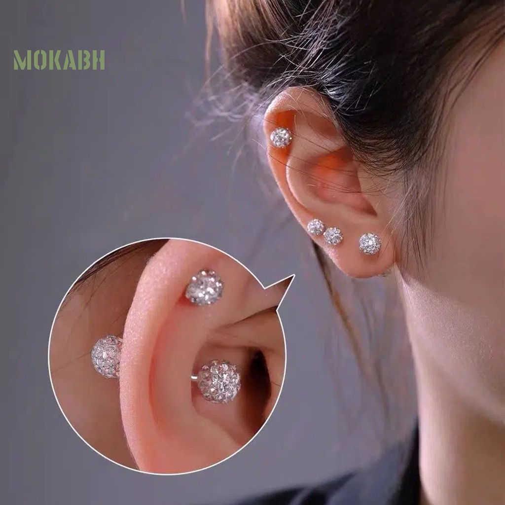 1 Đôi Bông Tai Nữ Đính Đá Thời Trang 4 / 5 / 6mm