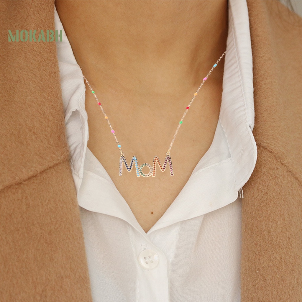 Vòng cổ Mặt Chữ MOM Đính Đá Zircon Lấp Lánh Thời Trang Cho Nữ