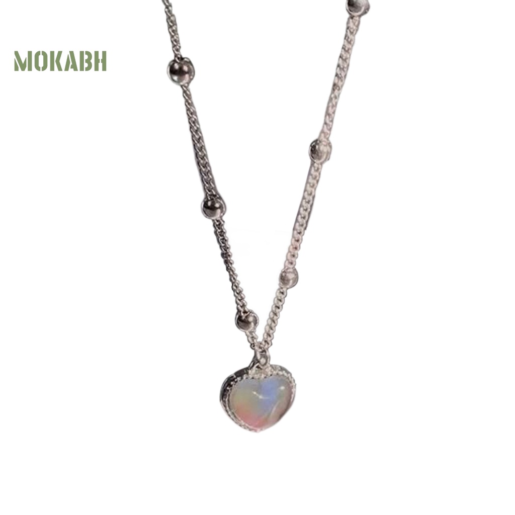 Vòng cổ Chuỗi Hạt Pha Lê Trái Tim Nhỏ Đổi Màu Theo Nhiệt Độ Thời Trang Cho Nữ