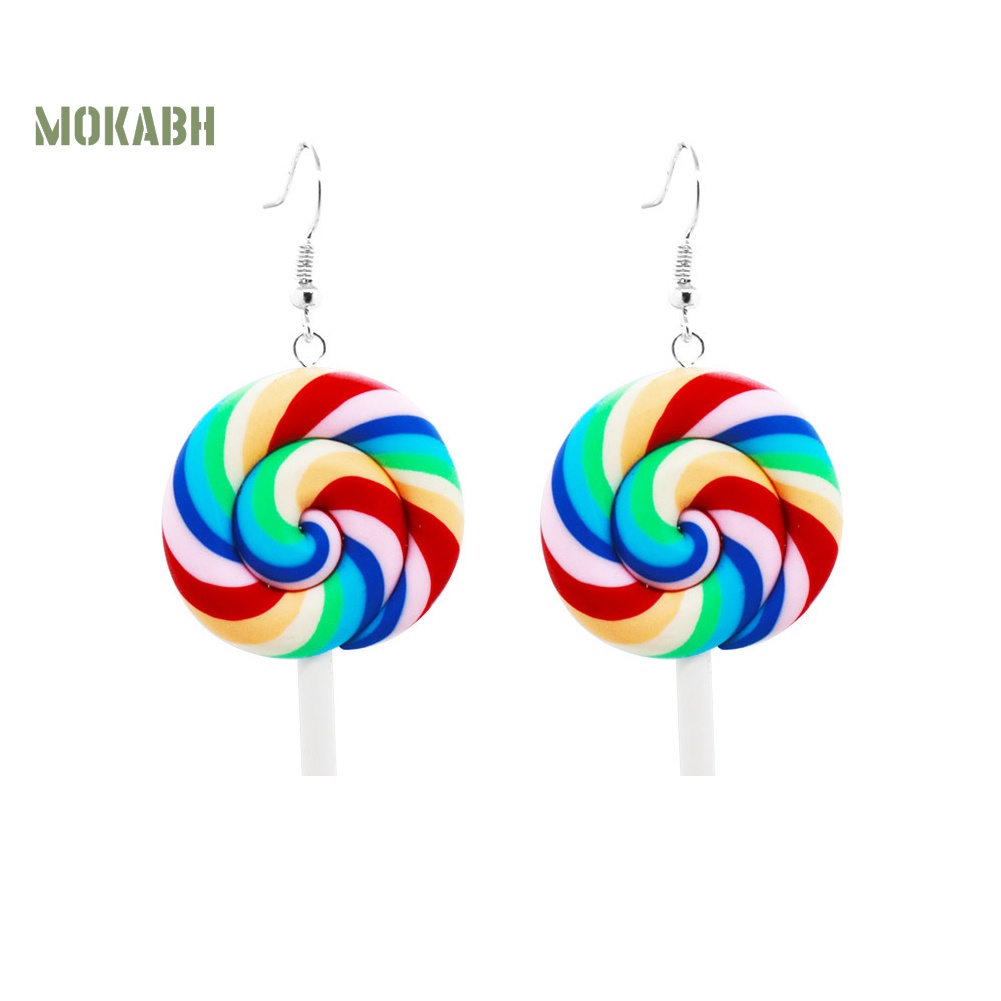 Bông Tai Hình Kẹo Mút Màu Sắc Cầu Vồng Xinh Xắn Thời Trang Cho Nữ