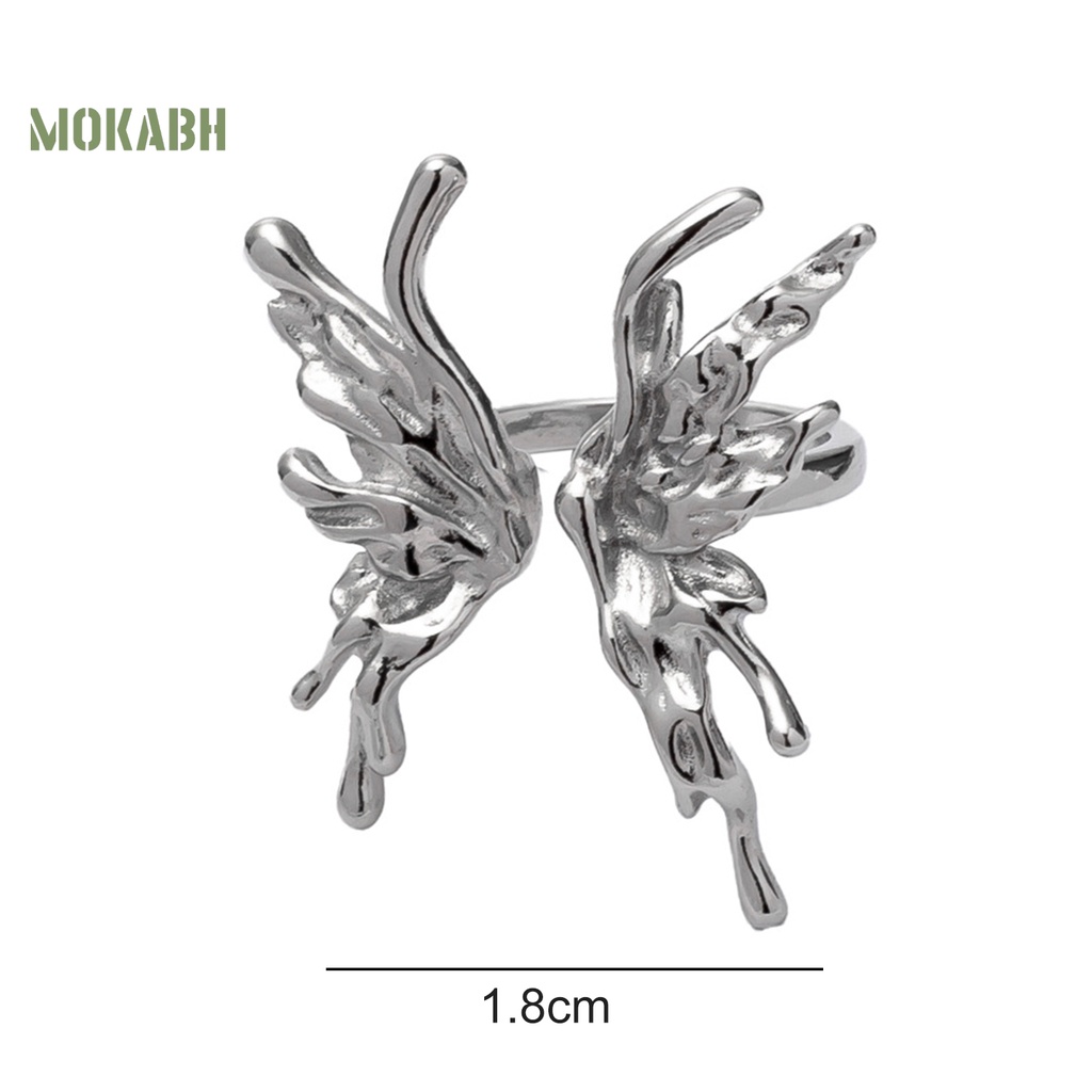 [Mới] Nhẫn Đeo Ngón Tay Họa Tiết Bướm Không Phai Màu Sáng Bóng Điều Chỉnh Được Cá Tính Cao Cấp Dành Cho Nữ