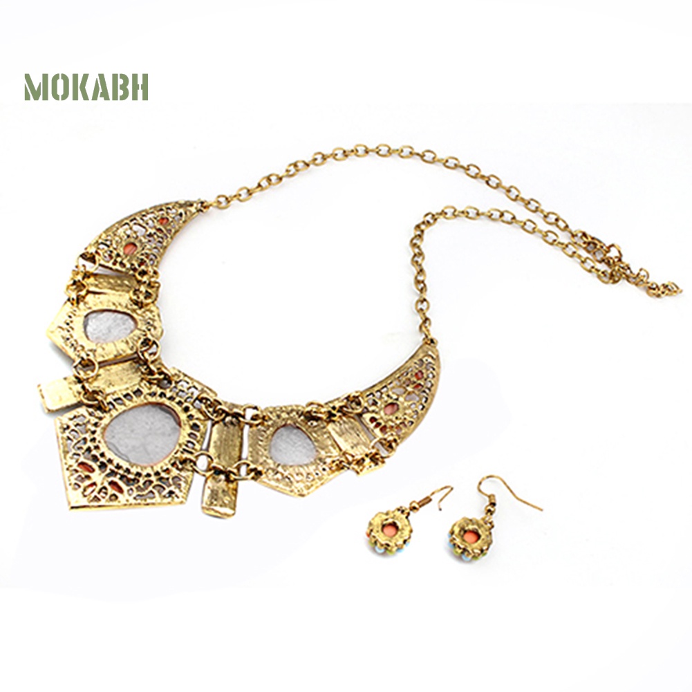 Bộ Trang Sức Vòng Cổ Choker + Bông Tai Nhiều Màu Phong Cách Boho Thời Trang Cho Nữ