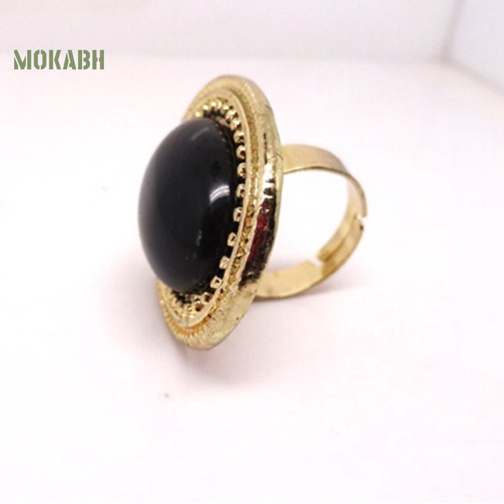 Nhẫn Hợp Kim Đính Đá Tự Nhiên Hình Oval Lớn Có Thể Điều Chỉnh