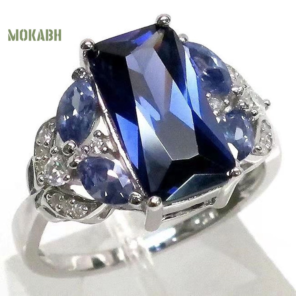 Nhẫn Hợp Kim Bản Rộng Đính Đá Quý Nhân Tạo Thanh Lịch Cho Nữ