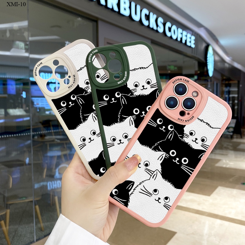 Xiaomi Mi 10 9 8 10T Pro Lite Cho Ốp lưng điện thoại In Hình Lambskin Cartoon Black White Cats