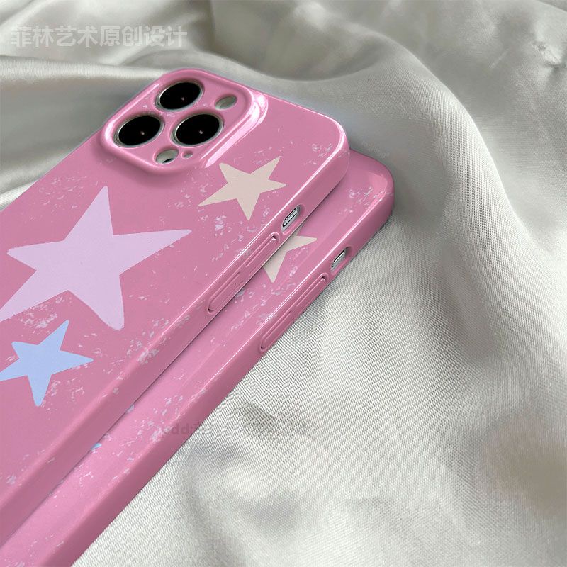 Ốp Điện Thoại Màu Hồng Họa Tiết Ngôi Sao Nữ Tính Cho Apple iPhone 11Pro R8T0 13Pro14