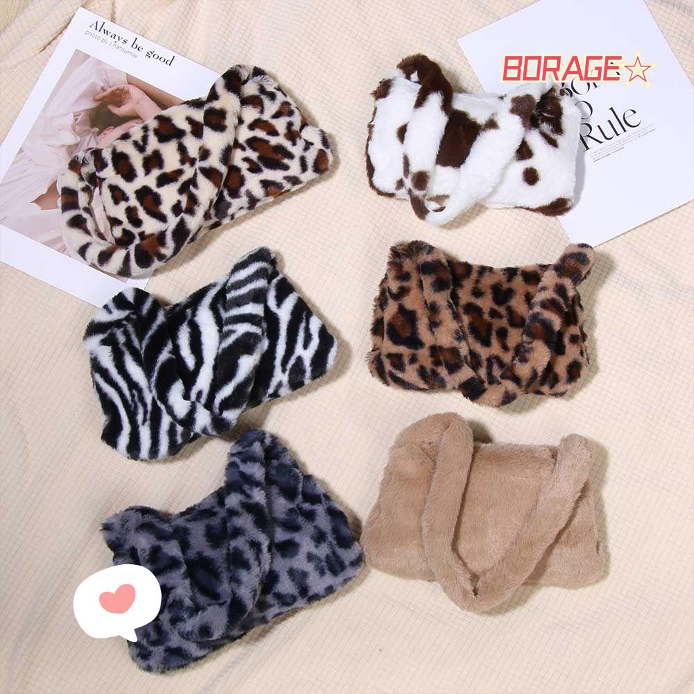 Túi Xách Lông Giả In Họa Tiết Da Báo Thời Trang