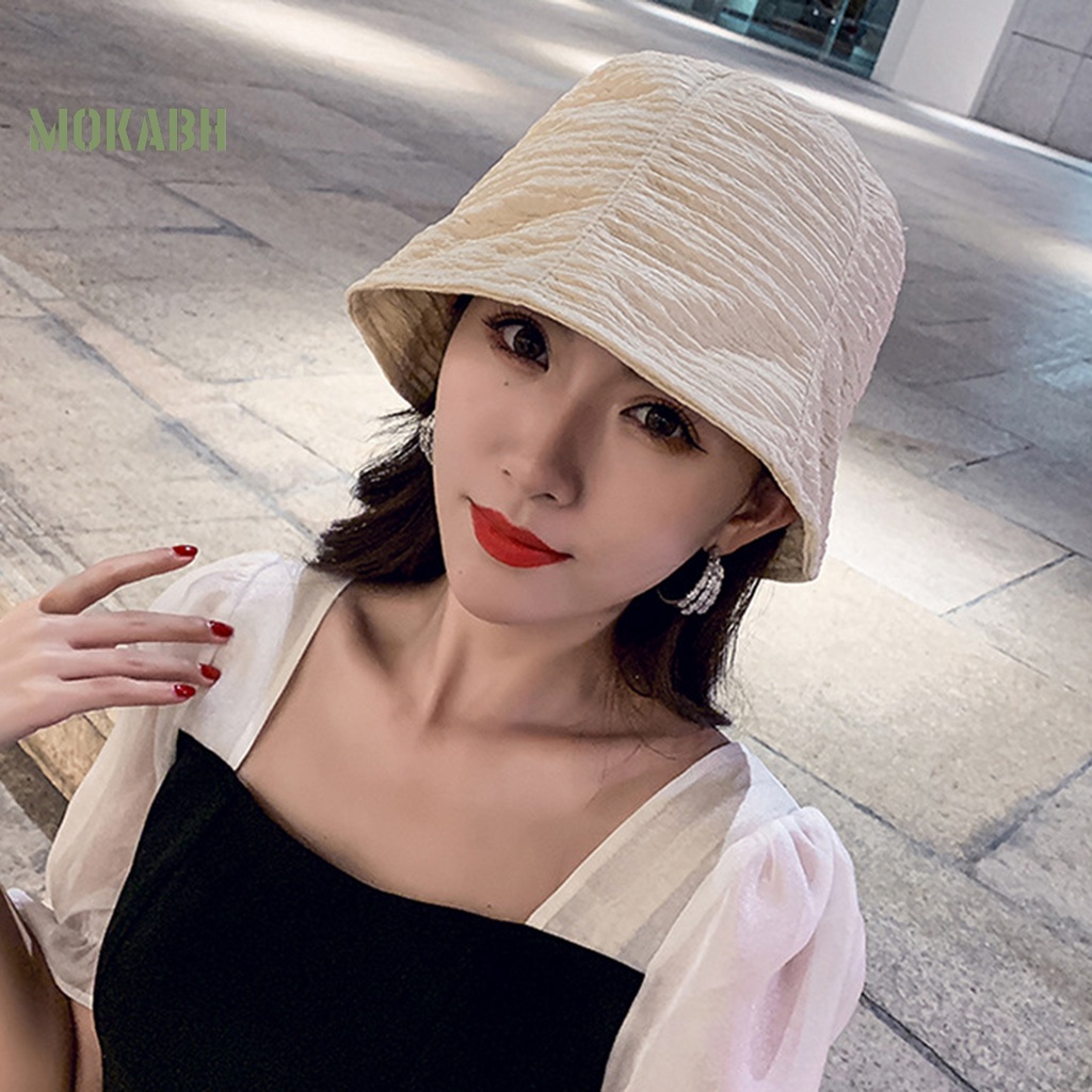 Nón Tai Bèo Vành Ngắn Xếp Ly Màu Trơn Thời Trang Mùa Hè Cho Nữ