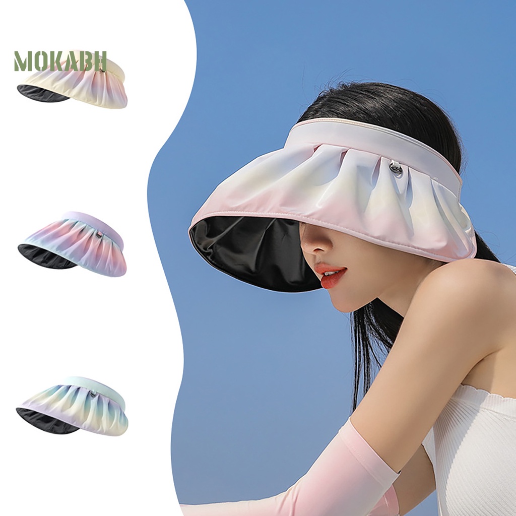 [Mok Abh] Mũ Rộng Vành Hở Chóp Chống Tia UV Co Giãn Phong Cách Hàn Quốc Cho Nữ