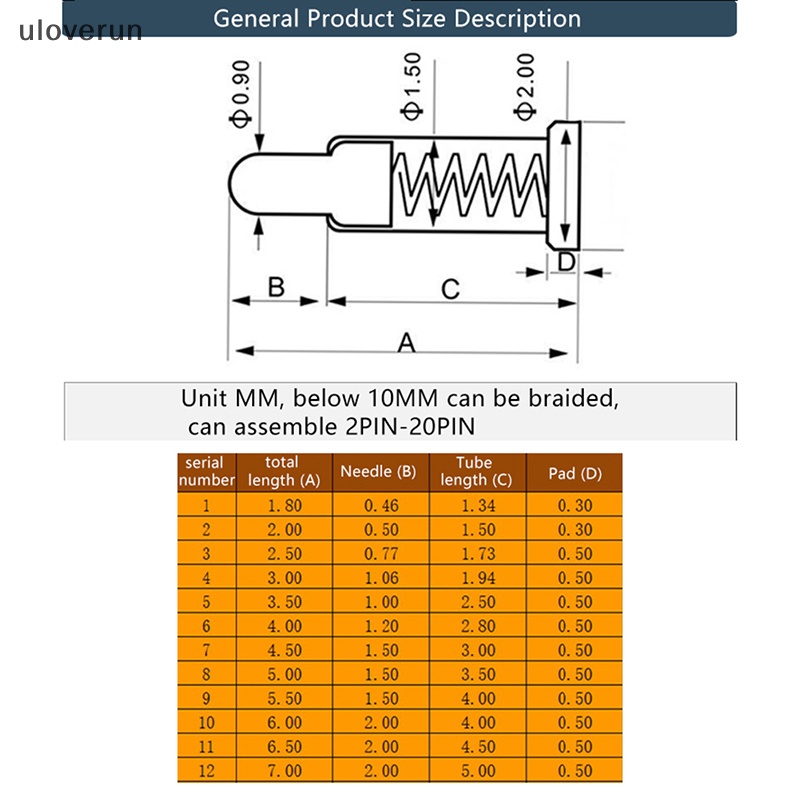 Set 10 Pin Nối SMT Pogo PCB 2.0 / 3 / 3.5 / 4 / 4.5 / 5 / 5.5 / 6.5 / 7MM Chuyên Dụng