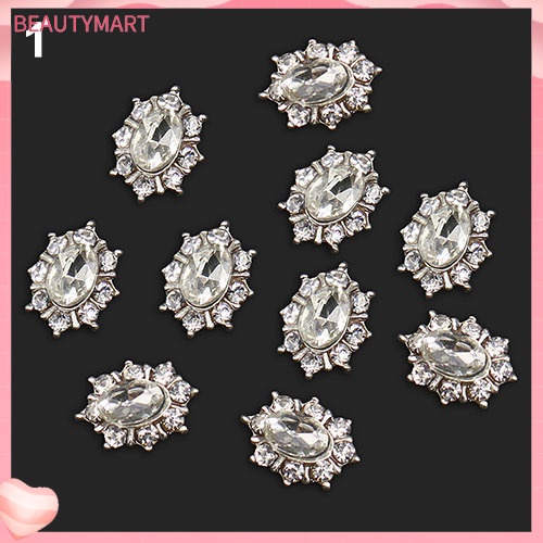 Bộ 10 Miếng Dán Trang Trí Móng Tay Bằng Hợp Kim Đính Đá Thời Trang Dành Cho Nữ