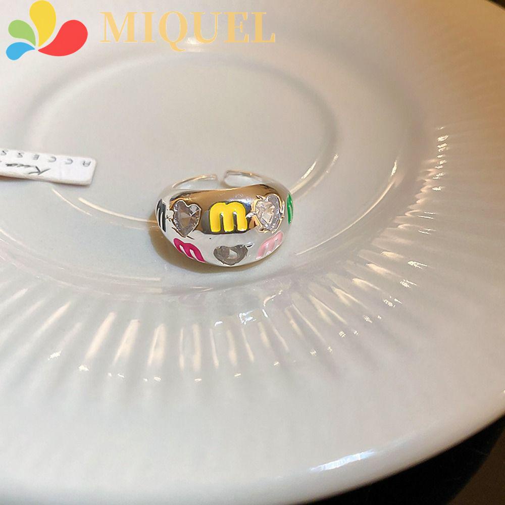 Nhẫn Hở Khắc Chữ M Bằng Đồng Phong Cách Hàn Quốc Dành Cho Nữ