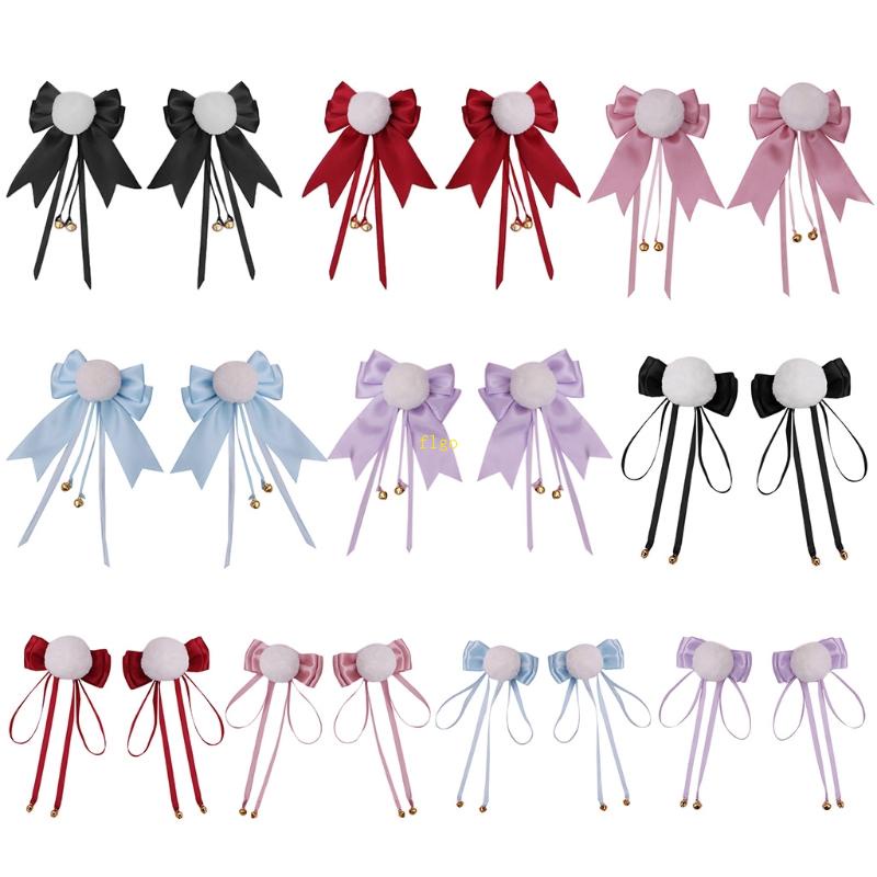 Kẹp Tóc Đính Nơ Lông Giả Dễ Thương Phong Cách Lolita