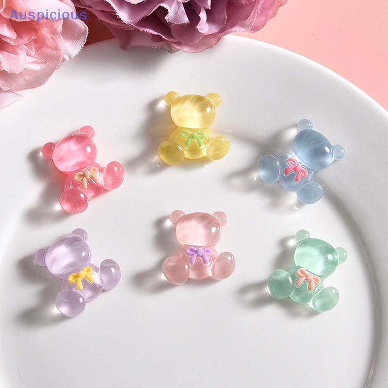 Bộ 10 Hộp Đựng Vật Liệu Tự Làm Hình Gấu Thắt Nơ Trong Suốt