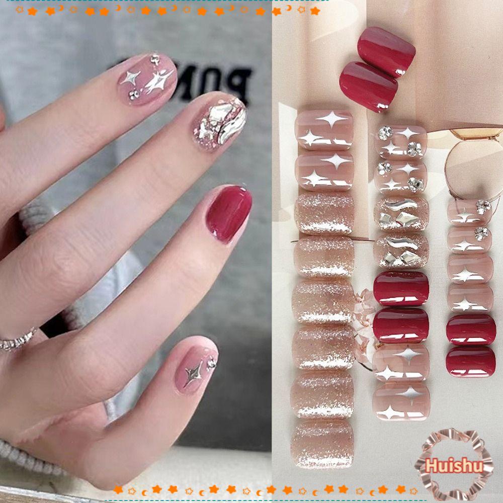 Set 24 Móng Tay Giả Dạng Nhấn Tiện Dụng Chất Lượng Cao