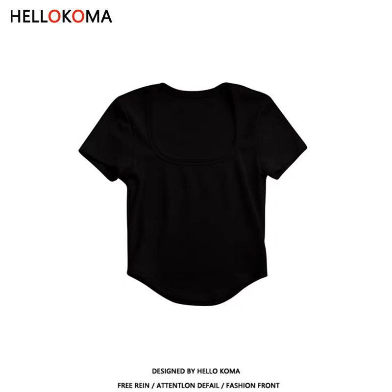 COZOK Áo Thun Tay Ngắn Cổ Chữ U Màu Trơn Dễ Phối Đồ Hợp Thời Trang