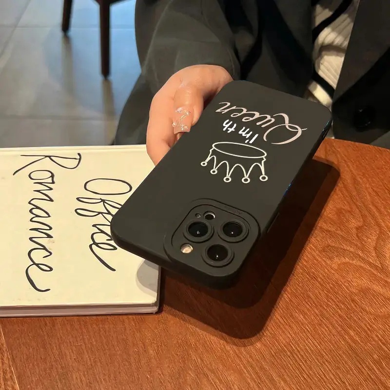 Ốp Điện Thoại Silicon TPU Mềm Đen Hình Hoạt Hình Chống Vỡ Cho IPhone 14 13 Pro Max 11 12 Pro Max XS X XR SE 2020 6S 8 7 +