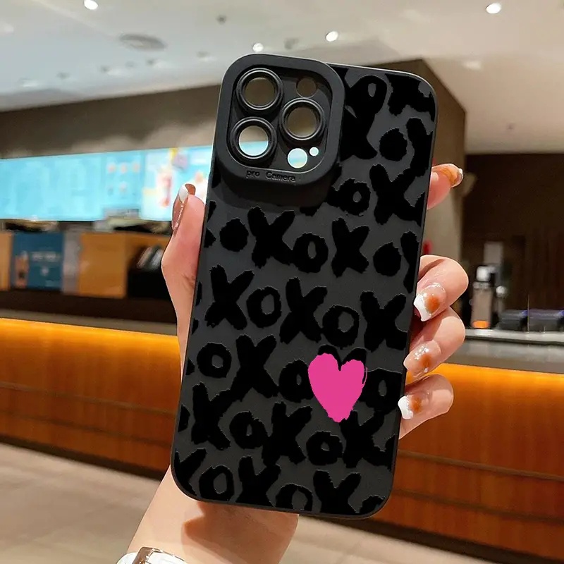 Ốp Điện Thoại Silicon TPU Mềm Đen Hình Cặp Đôi Cho IPhone 14 11 Pro Max 13 12 Pro Max XS X XR SE 2020 6S 8 7 Plus