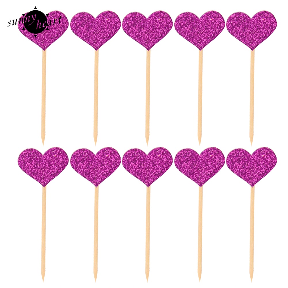 Set 10 Topper Trang Trí Bánh Kem Hình Trái Tim