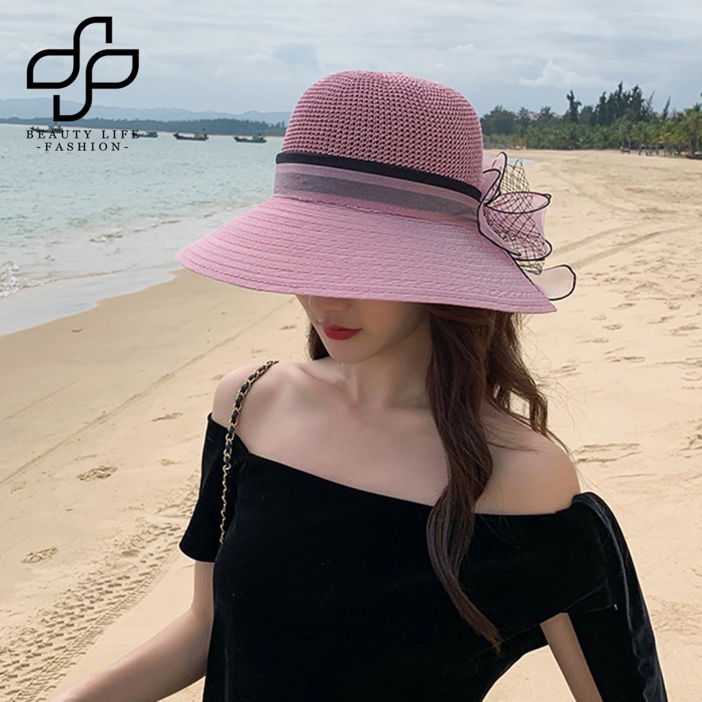 Nón Vành Tròn Thoáng Khí Họa Tiết Hoa Thời Trang Mùa Hè Cho Nữ