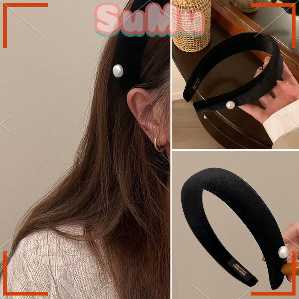 Băng Đô Cài Tóc Bản Rộng Màu Đen Thanh Lịch