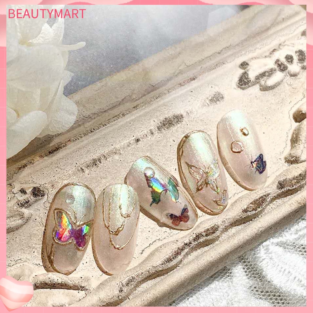 1 Tấm Sticker Dán Móng Tay Tự Dính Không Phai Họa Tiết Bướm Trang Trí Tiệc