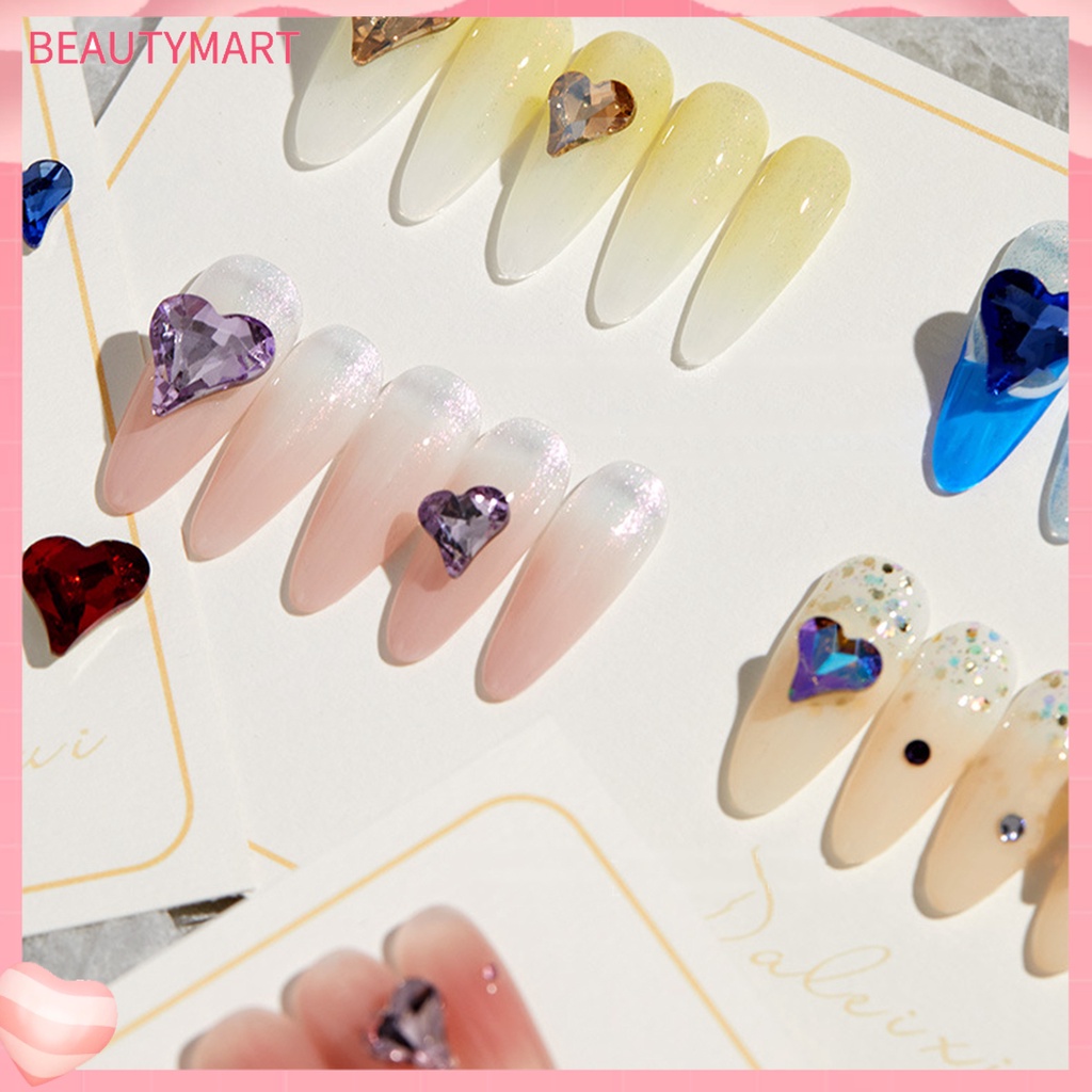 Set 20 Phụ Kiện Trang Trí Móng Tay Nghệ Thuật Hình Trái Tim 3D Không Phai Màu Sắc