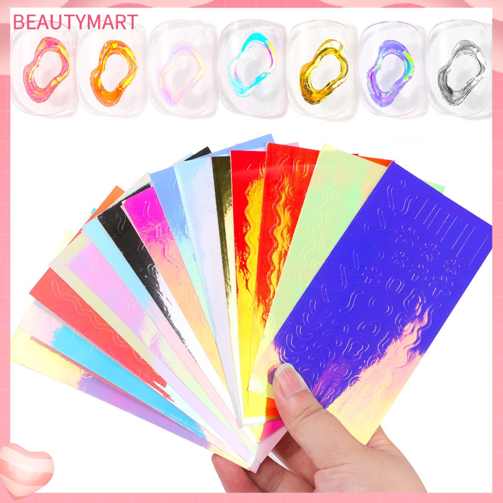 Bộ 16 Miếng Dán Móng Tay Hiệu Ứng Cực Quang Nhiều Màu Sắc Cho Nữ