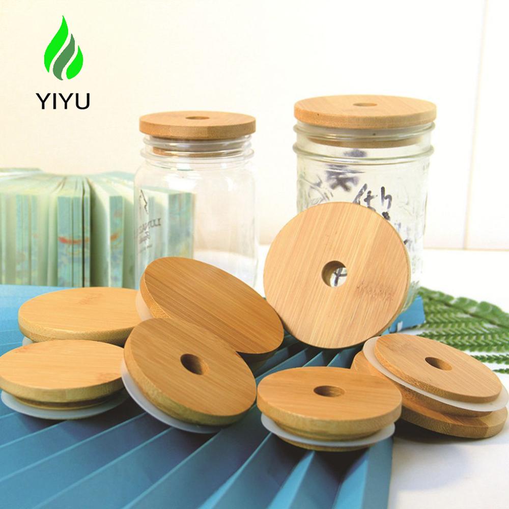 YIYU 1 Nắp Lọ Mason Bằng Gỗ Tre Tự Nhiên An Toàn Tái Sử Dụng Được