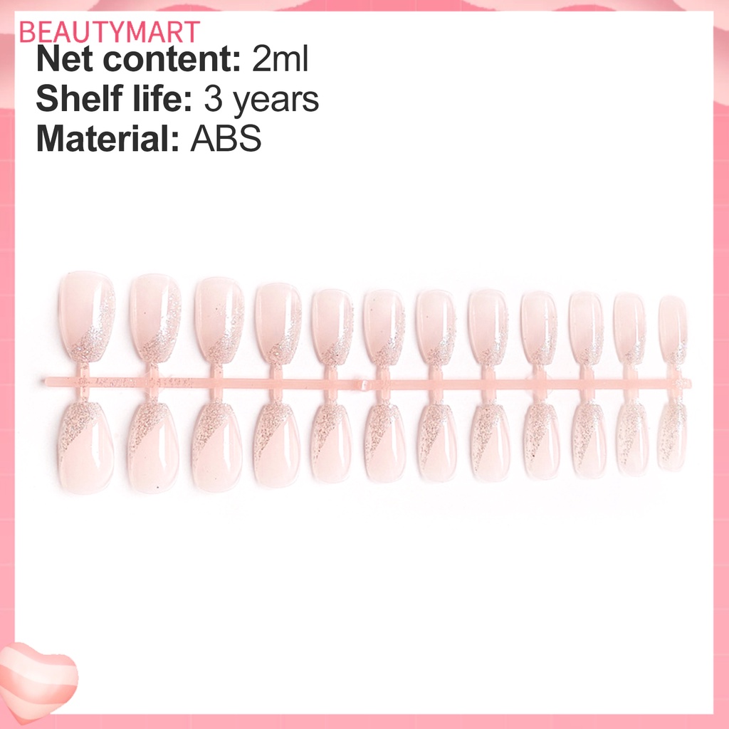 Set 24 Miếng Dán Trang Trí Móng Tay Màu Hồng Phong Cách Pháp Dễ Thương Dành Cho Bạn Gái