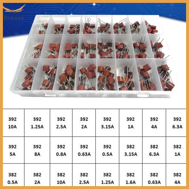 Set 240 Cầu Chì Micro Hình Vuông 392 382 250v 0.5a-10a 24 Chuyên Dụng