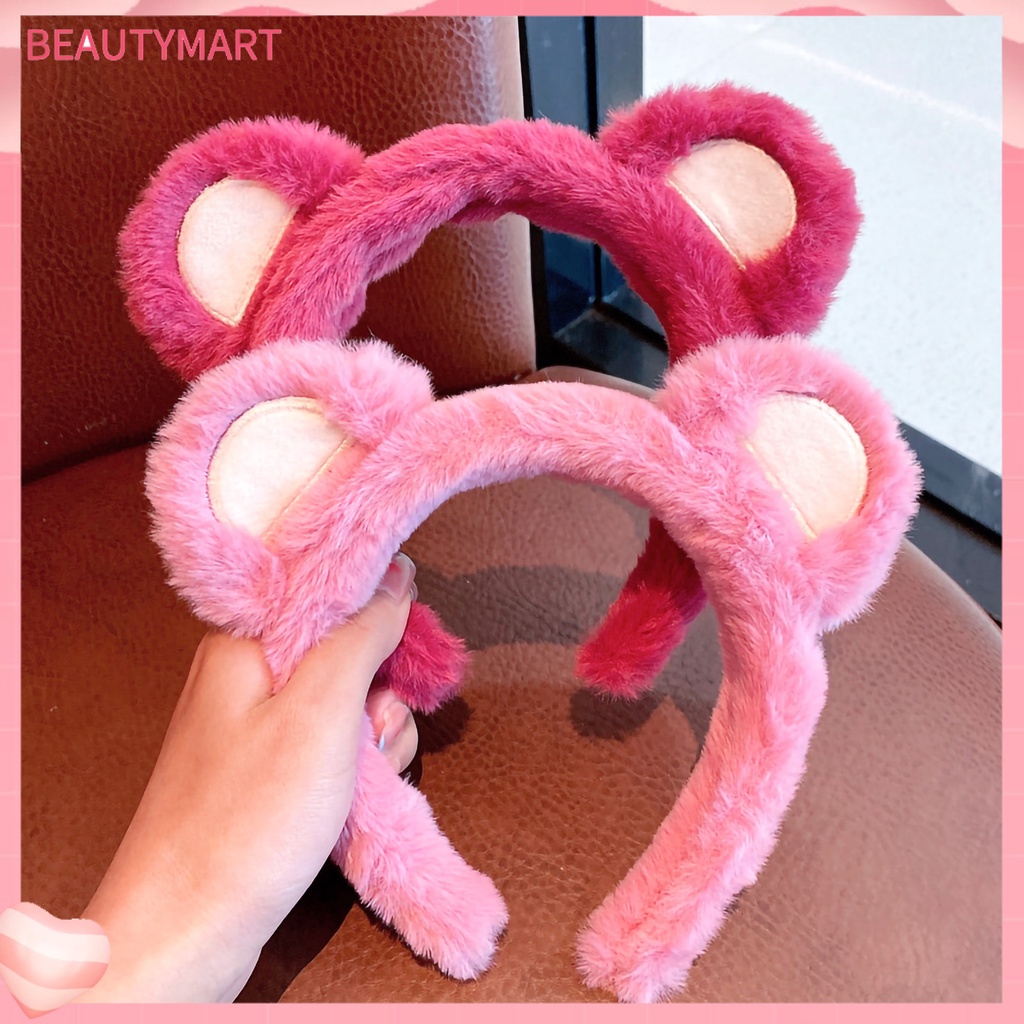 Băng Đô Cài Tóc Tai Gấu Bông Co Giãn Chống Trượt Dễ Thương Dành Cho Nữ