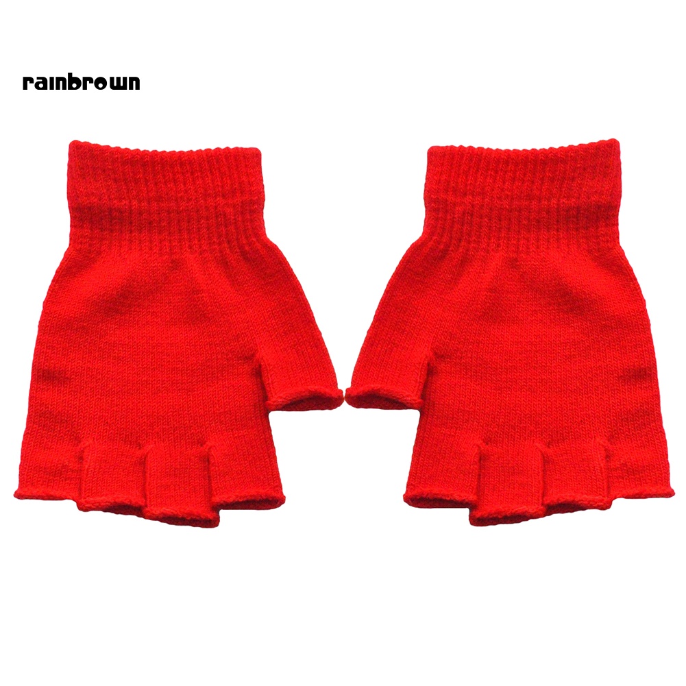 1 Cặp Găng Tay Len Mềm Hở Ngón Giữ Ấm Mùa Đông