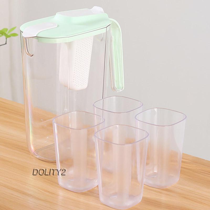 Bộ 2 Bình Đựng Trà / Cà Phê Kín Khí Trong Suốt Kèm 4 Tách