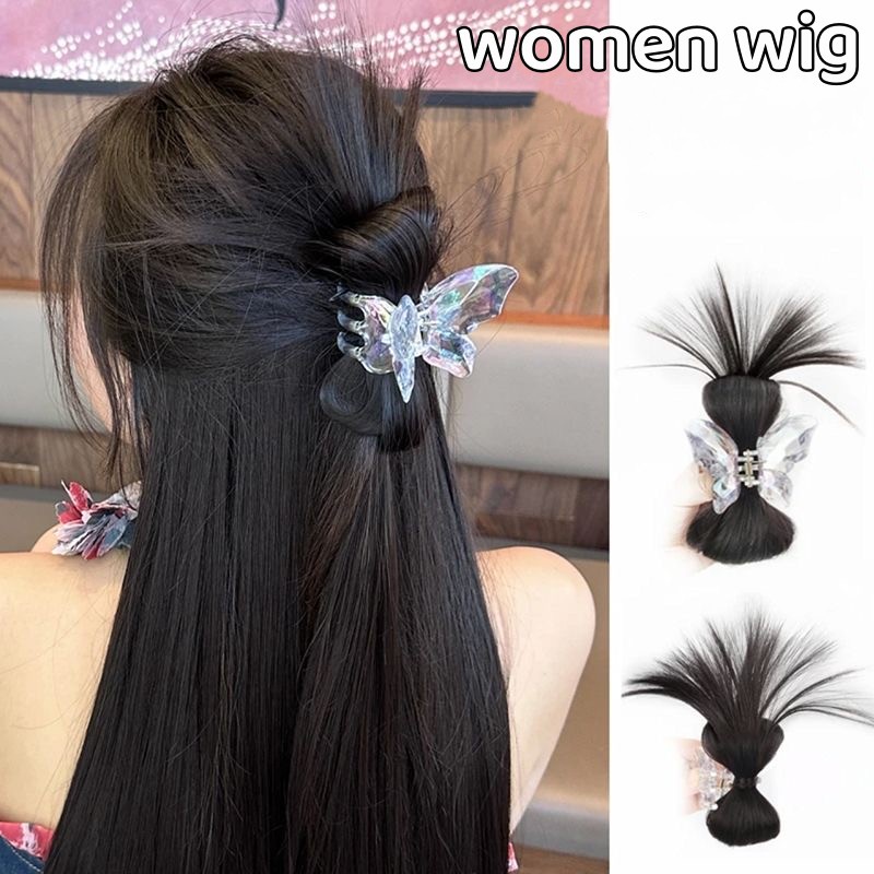 Tóc Giả Y2K Có Kẹp Bướm Pha Lê Phong Cách Ins Hàn Quốc Cho Nữ