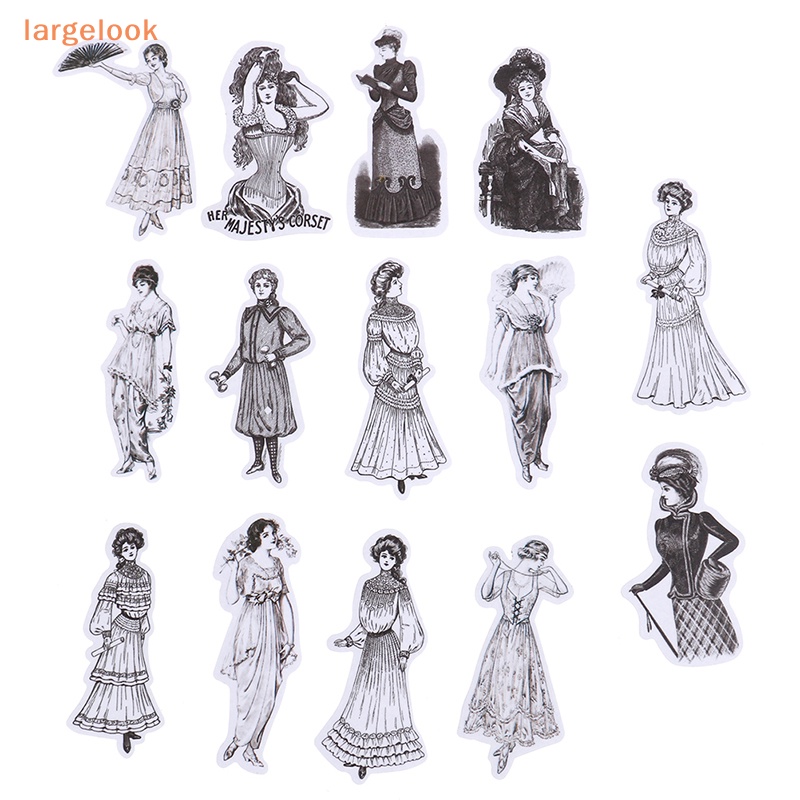 Set 14 Phụ Kiện Trang Trí Sổ Tay / Nhật Ký DIY Hình Cô Gái Châu Âu