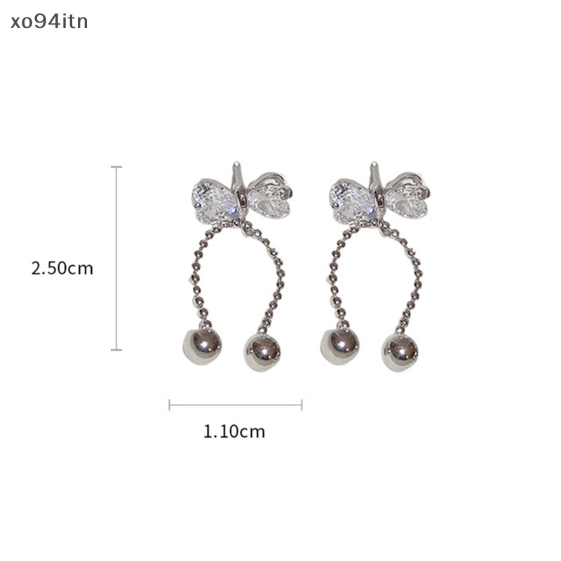 Khuyên Tai Tua Rua Thắt Nơ Đính Đá Zircon Hàng Mới Dành Cho Bạn Nữ Mặc Trong Tiệc Cưới