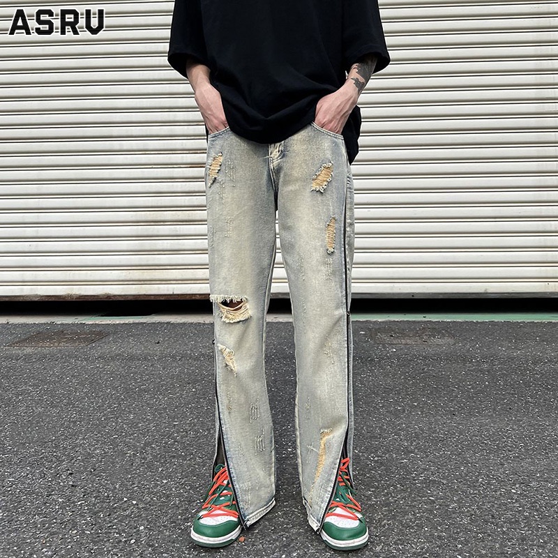 Quần Jeans Dài Phối Vết Rách Cá Tính Cho Nam